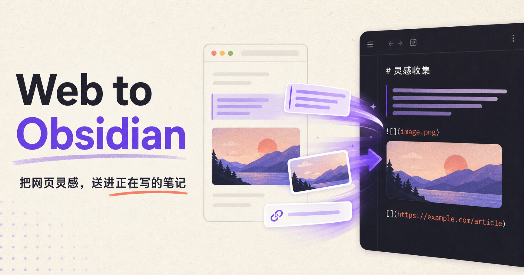 Web to Obsidian 将网页内容发送到 Obsidian 的完整封面