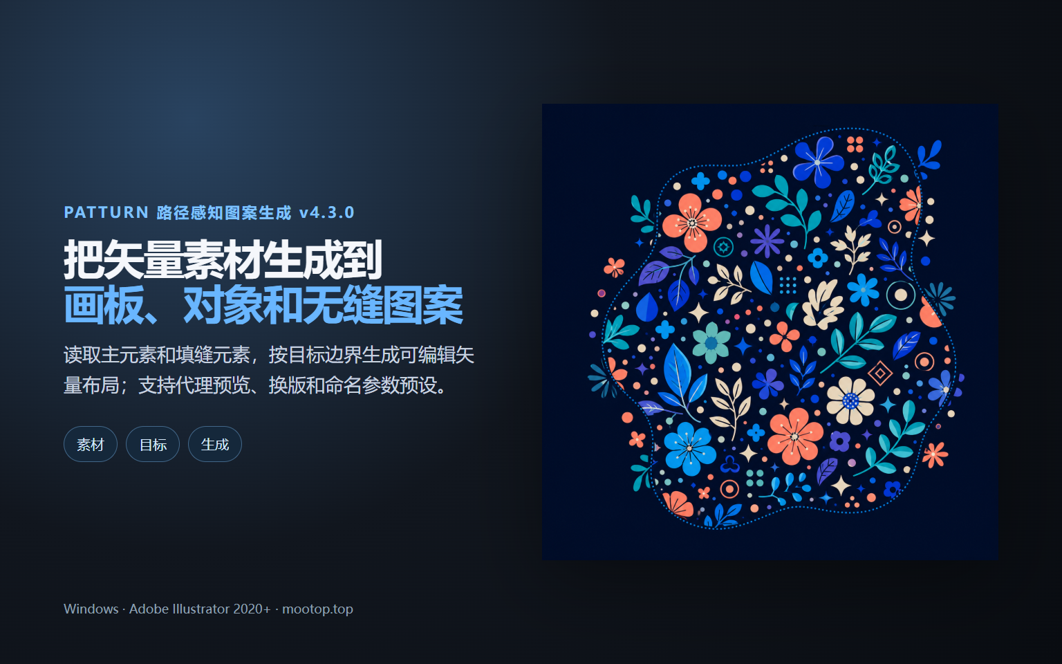 Patturn v4.3.0 路径感知图案平铺功能示意